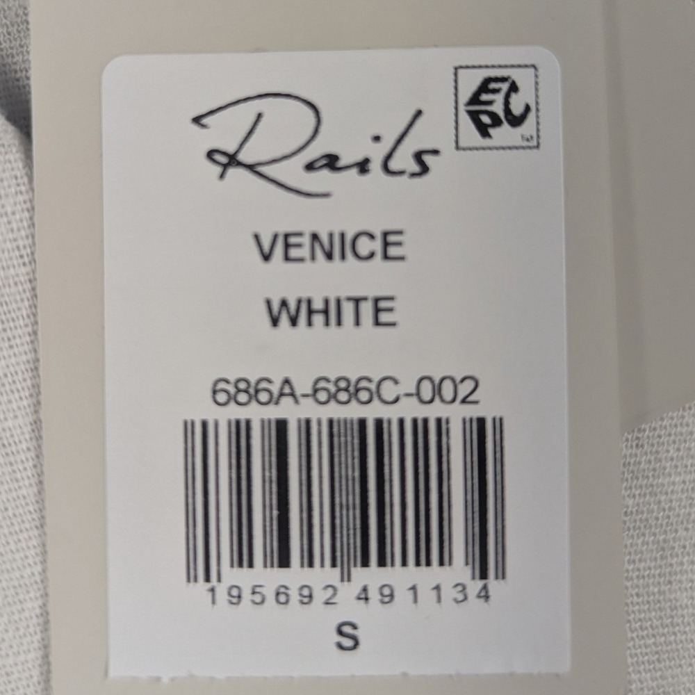 NEW Rails Venice White Blue Seashell Embroidered Linen Blend Crop Top Small - Picture 6 of 6